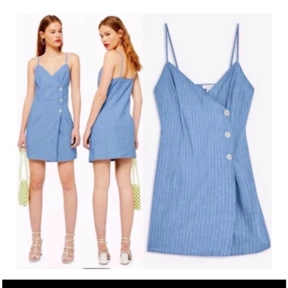 TOPSHOP Chambray Striped Mini Dress - Picture 4 of 9